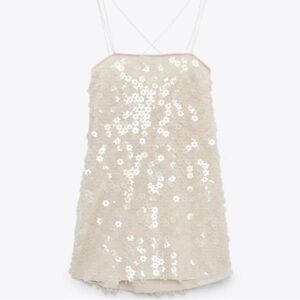 Mini White Sequin Dress